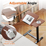 Small Standing Desk Rolling Table Adjustable Height, Laptop Mobile Stand with Wheels, Brown