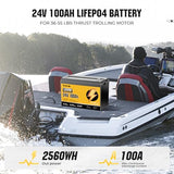 Rvpozwer 2 Pack 24V 100Ah LiFePO4 Lithium Battery, Built-in 100A BMS