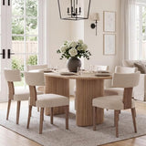HNY Mid Century Modern Dining Chairs Set of 6, Upholstered Linen Kitchen & Dining Room Chairs with Ergonomic Curved Backrest
