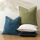 a moment Pack of 2 Decorative Chenille Throw Pillow Covers with Twill Cushion Covers for Sofa Living Room Couch Bed 20x12 Inch,Crafted Border Moss Green