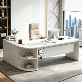 SimpArt Executive L-Shaped Office Desk with Storage Shelves