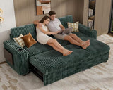 Vipbear 86" Modular Sectional Sleeper Sofa with Pull Out Bed, 3 Seat Plush Corduroy L Shaped Couch with Storage Chaise