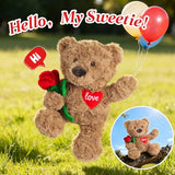 Cuckool Teddy Bear Stuffed Animal with Rose and Love Heart, Microwavable & Weighted Stuffed Animal Plush Gift Valentines Day Christmas Mother's Day for Her Women Girlfriend Wife 15"