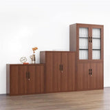 b89PvQuQt Office Cabinet 0.8MM Steel File Cabinet Office Data with Lock Storage Short Imitation Wood Grain Bookcase(Large)