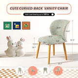 VINGLI Chenille Curved-Back Armless No Wheels Vanity Chair for Girls, Cute & Furry