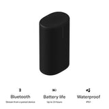 Sonos Play - Portable Bluetooth Speaker with WiFi, Alexa, 24-Hour Battery Life, Charging Base - Black