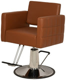 Buy-Rite Icon Styling Chair in Camel for Professional Salons & Barbershops, Extra Wide Seat, Quilted Design, Hydraulic Pump, Tufted Back, Easy-Clean Vinyl, Durable Steel Frame, YLG-192-CAM
