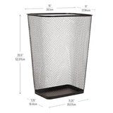 Mind Reader Metal Mesh Waste Paper Bins, Solid Bottom, Non Slip Pads, Office and Home, Set of 2, Black