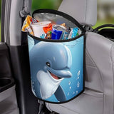 YHNNH Car Trash Can Baby Dolphin Car Trash Bag with Cover and Waterproof Bin for Cars