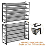 NEYCIL Large Shoe Rack 10 Tier Shoe Organizer, Heavy Duty Metal 5-Tier Stackable Shoe Storage Vertical Shoe Rack for Closet Front Door Entrance, Up to 62 Pairs, 44.8" W x 11.4" D x 71.2" H, Black