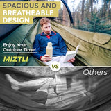 Miztli Camping Hammock with Net & Rain Fly All-in-1 - Double & Single Portable Hammock Ripstop Nylon, Complete Kit w/Adjustable Tree Straps for Backpacking, Outdoor, Travel