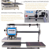 PUQEOAO 16x24 Inch Heat Press Machine Pneumatic Sliding Dual Platen with Infrared Positioning