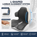 GueYi Pro Orthopedic Seat Cushion with 4-Zone Ergonomic Support, L-Shaped Lumbar & Back Support, High-Density Memory Foam for Office Chair, Wheelchair, Car & Travel (Blackish-Gray Pro,1)