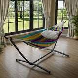 Garvee Double Hammock with Foldable Steel Stand and Carry Bag – Indoor/Outdoor Standing Hammock, 450 LBS Capacity, for Garden, Camping, Beach (Tropical)