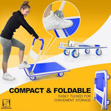 Push Cart Dolly by Wellmax, Moving Platform Hand Truck, Foldable for Easy Storage