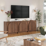 win2win 31.5" Small Buffet Cabinet with Storage, Arched Doors, Walnut, 2PCS