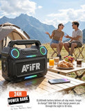 AFIFR Outdoor Bluetooth Speaker, 160W Loud Bass! Rugged, IP67 Waterproof, 24H Playtime with Lights, Wireless TWS Pairing Portable Speakers for Party, Outsides, Travel, Beach, Garage (Jungle Moss)