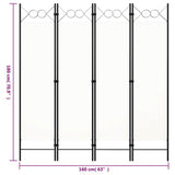Zexlorith 4-Panel Room Divider, Foldable Fabric Partition, White Screen