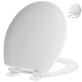 Round Toilet Seat Angol Shiold Quiet-Close Molded Wood Toilet Seat with Non-Slip Adjustable Hinges, Anti-Pinch Bumpers, Easy Install & Clean（White, Round 16.5''）
