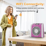HEATIT Space Heater with Remote for Indoor, Digital Display with Thermostat,Containing Plasma & Ozone, 1-12H Timer, 1500W/750W,Electric Space Heater for Office, Bedroom,Pink,10.6"Dx7.0"W x 11.8"H