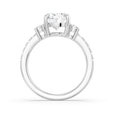 IGI Certificated Oval Moissanite Three Stone Ring, 2CT Silver Size 5.5