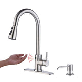 Touchless Kitchen Faucet with Pull Down Sprayer, Motion Sensor Kitchen Faucet with Kitchen Soap Dispenser | Brush Nickel Keer
