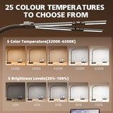LED Desk Lamp for Home Office - 24W Bright Double Head Desk Light with Clamp