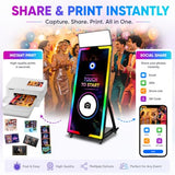 Mirror Photo Booth 65" with Camera and Printer,43'' Interactive Touch Screen