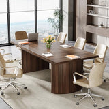 Conference Table for 6-8 People, 6.56 ft Large Rectangle Meeting Table with Double Pedestal
