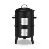 GRiliFE 16" Charcoal Smoker, 3 in 1 Heavy Duty Vertical Barbecue Grill, Outdoor Fire Pit 402 Square Inches Cooking Area, Versatile Outdoor Smoker Grill, Black