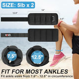 VBSD Adjustable Ankle Weights for Men Women, 10lb 1 Pair Leg Weight Straps, Weighted Ankle Weights Set, 1-5 lbs Each Ankle, 1 Pair 2-10 lbs
