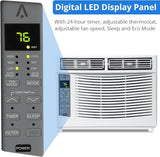 Window Air Conditioner, 6,000 BTU Cools 250 Sq Ft, Wi-Fi Enabled Smart AC with Remote & App Control, Easy Install Kit, Energy Efficient Cooling for Medium Rooms, White