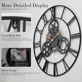 AMAATE Steampunk Wall Clock 24 Inch, Industrial Metal Gears with Roman Numerals, Retro Distressed Finish Mechanical Art for Bar, Living Room, Cafe Decor