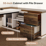 Tribesigns 78.7" L-Shaped Executive Desk, Modern Office Desk with 55.1" Storage Cabinet