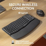 Logitech Wave Keys for Business, Wireless Ergonomic Keyboard with Cushioned Palm Rest