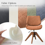 HULALA HOME Faux Leather Swivel Desk Chair No Wheels