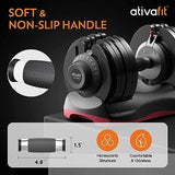 ATIVAFIT Adjustable Dumbbell Set of 2, 11–66LB Quick Adjust Free Weights with Safety Lock & Anti-Slip Steel Handle, Space Saving Home Gym Equipment for Strength Training, Muscle Building & Full Body Workouts