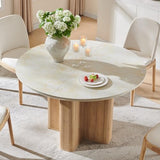 T4TREAM 47" Fluted Round Dining Table for 4-6, Mid-Century Modern Kitchen Table