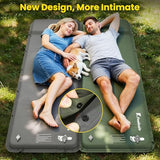 Feelnais Camping Sleeping Pad, Built-in Foot Pump Inflatable Sleeping Pads, Memory Foam Mattress with Pillow, 4 Season Camping Mattress Pad, Camping Essentials Gear for Tent, Car, Hiking - Green