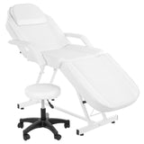 OmySalon Massage Salon Tattoo Chair Esthetician Bed with Hydraulic Stool,Multi-Purpose 3-Section Facial Bed Table, Adjustable Beauty Barber Spa Beauty Equipment, White