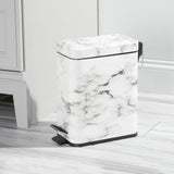 mDesign Small Modern 1.3 Gallon Rectangle Metal Lidded Step Trash Can, Compact Garbage Bin with Removable Liner Bucket and Handle for Bathroom
