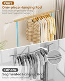 JIEJIERUI Heavy Duty Clothing Rack, Metal Clothes Rack Load 450 LBS, Rolling Coat Racks for Hanging Clothes with Lockable Wheels, Sky Blue