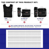 Weighted Vest Set 44LB for Men & Women, Adjustable Workout Weight Vest with Steel Plates, Weighted Training Vest, Rucking & Cardio