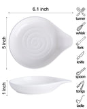 KITCHENLESTAR Large Ceramic Spoon Rest – 6.1 x 5 Inch Heat-Resistant Nonstick Spoon Holder for Stove Top, Glossy Finish, Dishwasher Safe, Stable & Heavy Duty for Cooking Utensils(White 1pc)