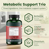 ATTAYA Berberine Phytosome Supplement (Berbevis®) with Ceylon Cinnamon & Chromium Picolinate | High Absorption Berberine Supplement | Berberine Weight Loss Support | Berberine Capsules | 60 Count