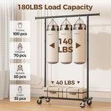 HYSEYY Clothes Rack, Clothing Rack for Hanging Clothes, Rolling Garment Rack Sturdy Coat Rack Portable Wardrobe Rack Metal Closet Rack, Black