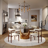 POVISON Round Dining Table for 4, 51" Glass Tabletop Dining Table