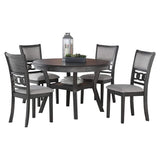 New Classic Furniture Gia 5-Piece Round Dining Set with 1 Dining Table and 4 Chairs, 47-Inch, Gray New Classic Furniture