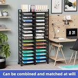 Simple Trending Rolling File Storage Cart, 15-Tier Metal Desk File Organizer with 14 Mesh Sliding Trays
