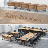 10 Pack Folding Conference Table,Modular Conference Room Table with Wheels,2-60 Person Modern Flip Top Nesting Mobile Tables,Space Saving